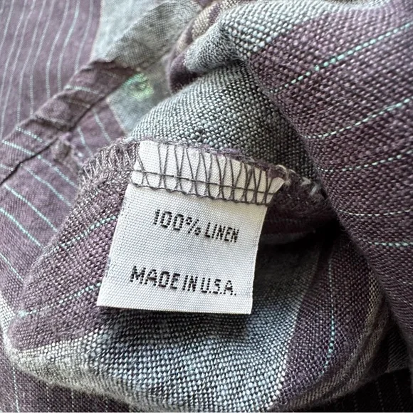 Bryn Walker Linen Shirt Women’s Medium Oversized Blue Stripe Pearl Made In USA - Picture 10 of 13